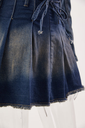 Stylish Plus Size Denim Jacket Skirt Set