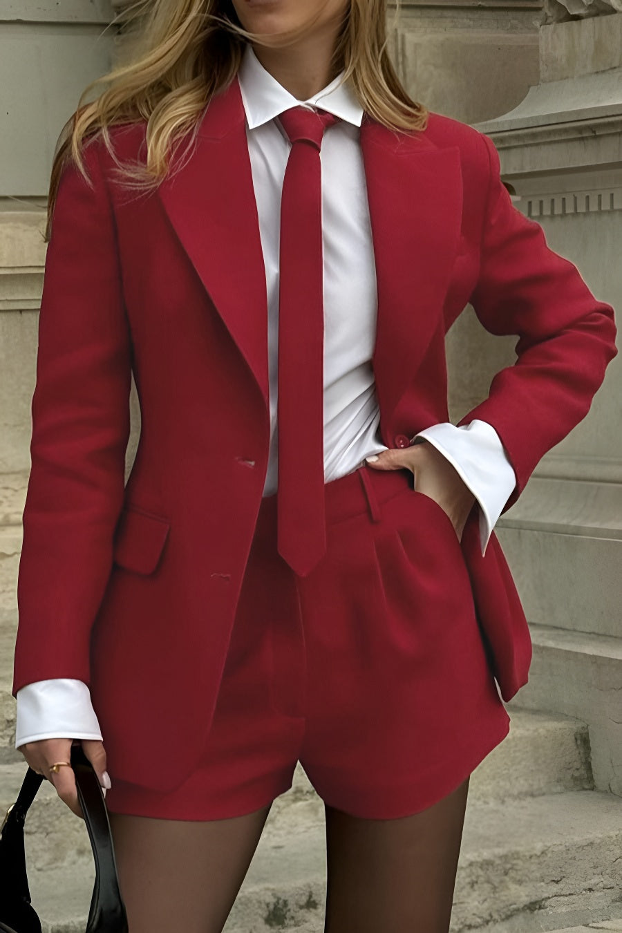 Red Sky Shorts Tie and Blazer Set