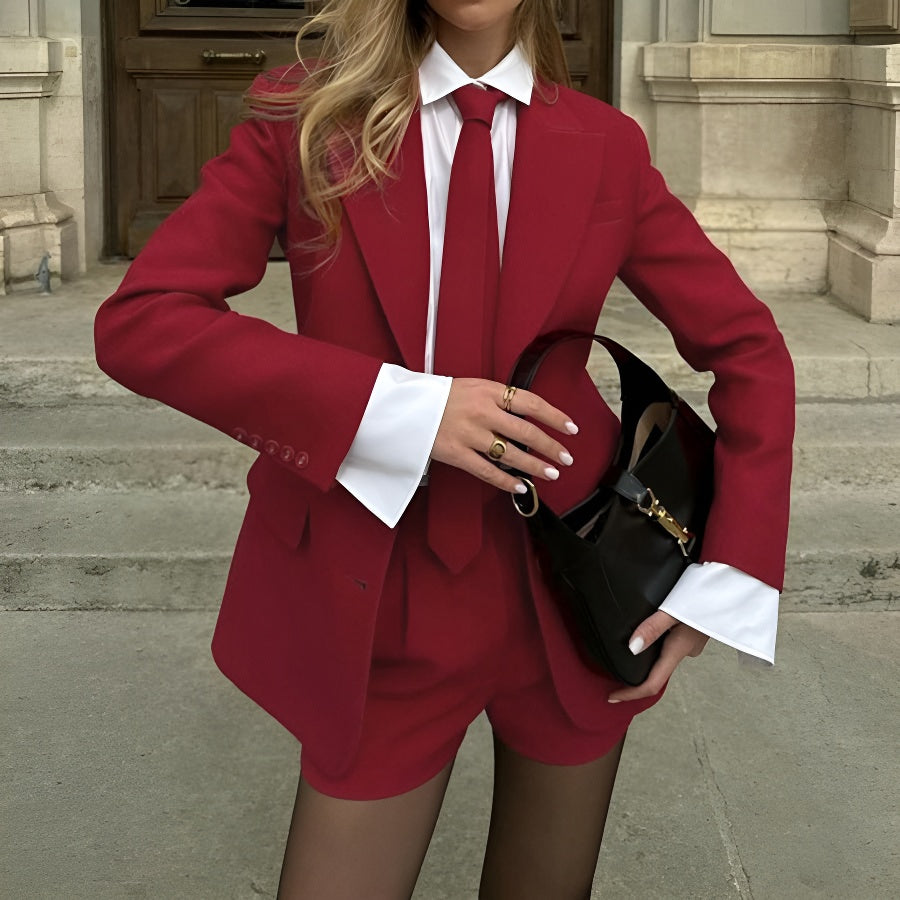 Red Sky Shorts Tie and Blazer Set