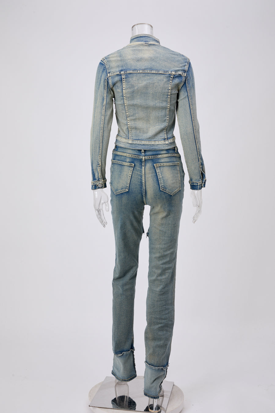 Zip Edge Denim Two-Piece Set