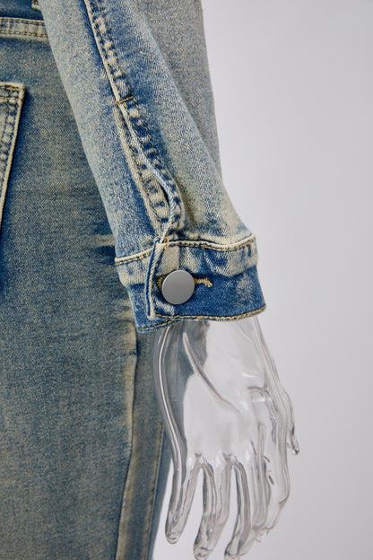 Zip Edge Denim Two-Piece Set