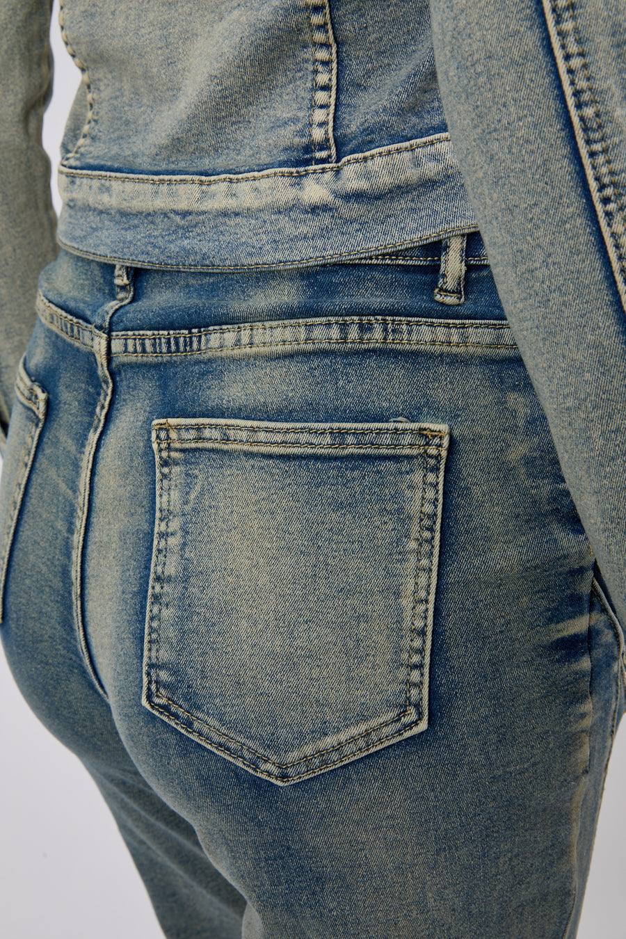 Zip Edge Denim Two-Piece Set