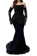 Stylish Plus Size Non-Stretch Tube Top Vest Lace Maxi Skirt Set