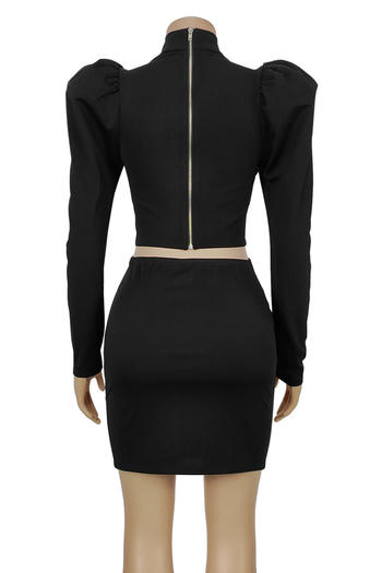 Chic Plus Size Rivet Decor Mini Skirt Set: Stylish Stretch Two-Piece Outfit