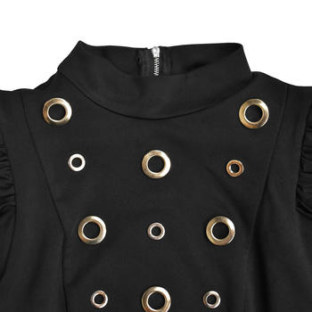 Chic Plus Size Rivet Decor Mini Skirt Set: Stylish Stretch Two-Piece Outfit