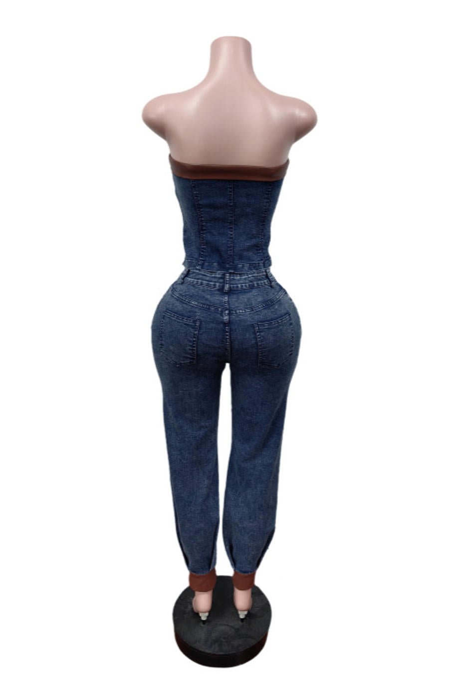 Denim Desire Strapless Corset Top & Relaxed-Fit Jeans Set