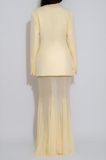 Sheer Maxi Skirt Set with Tailored Blazer Top image 2