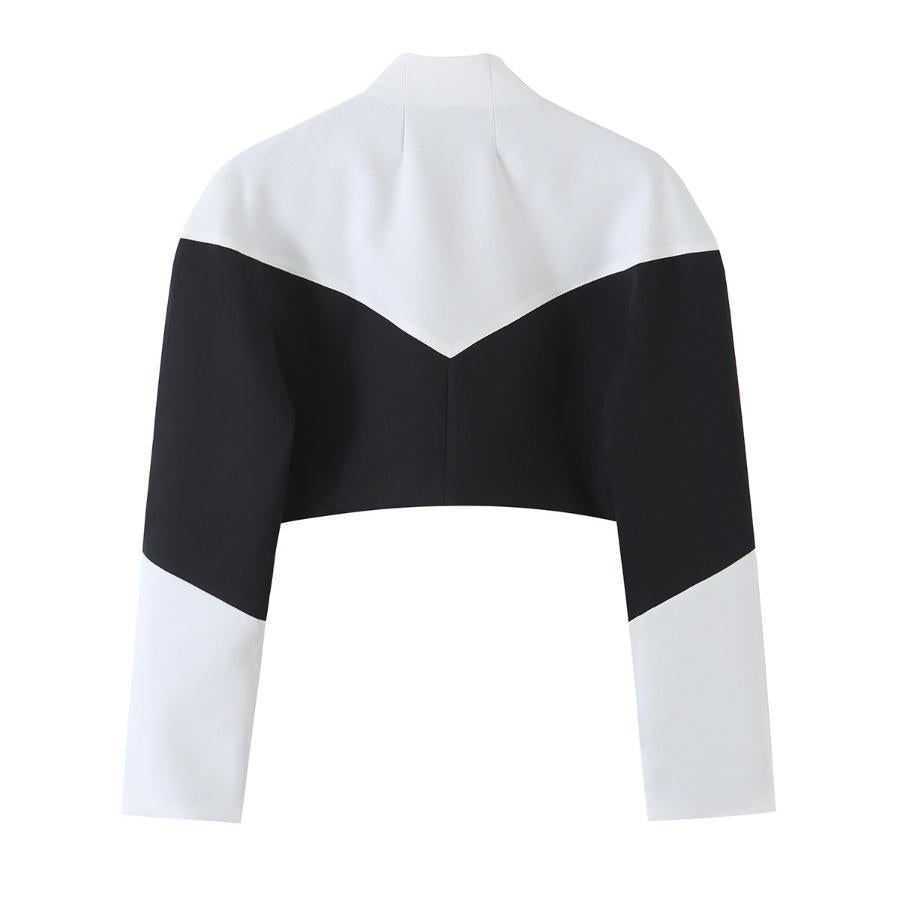 Off-Duty Chic Color-Block Cropped Jacket & Wide-Leg Pants Set