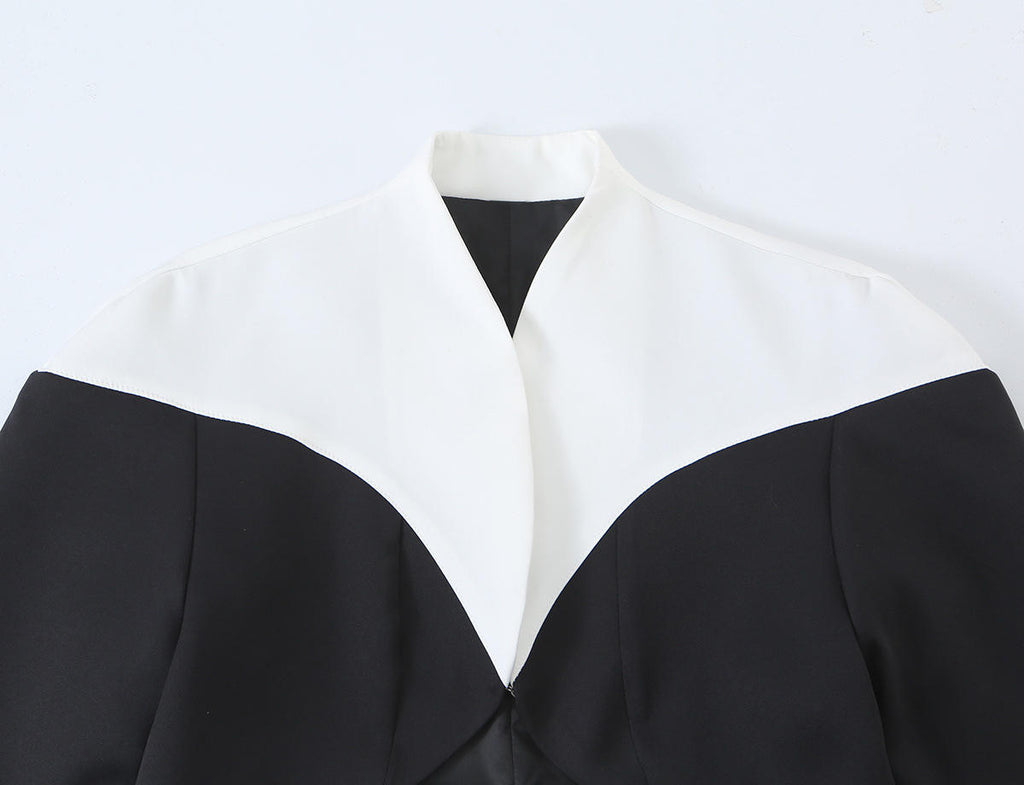 Off-Duty Chic Color-Block Cropped Jacket & Wide-Leg Pants Set