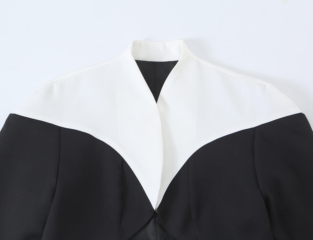 Off-Duty Chic Color-Block Cropped Jacket & Wide-Leg Pants Set