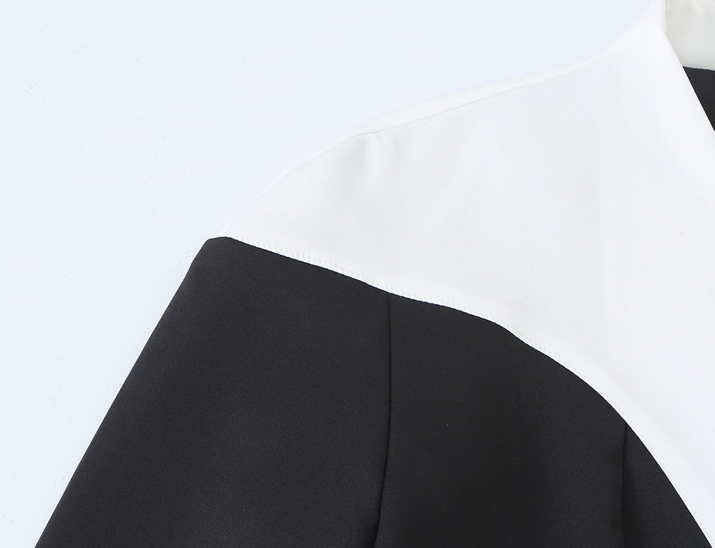 Off-Duty Chic Color-Block Cropped Jacket & Wide-Leg Pants Set