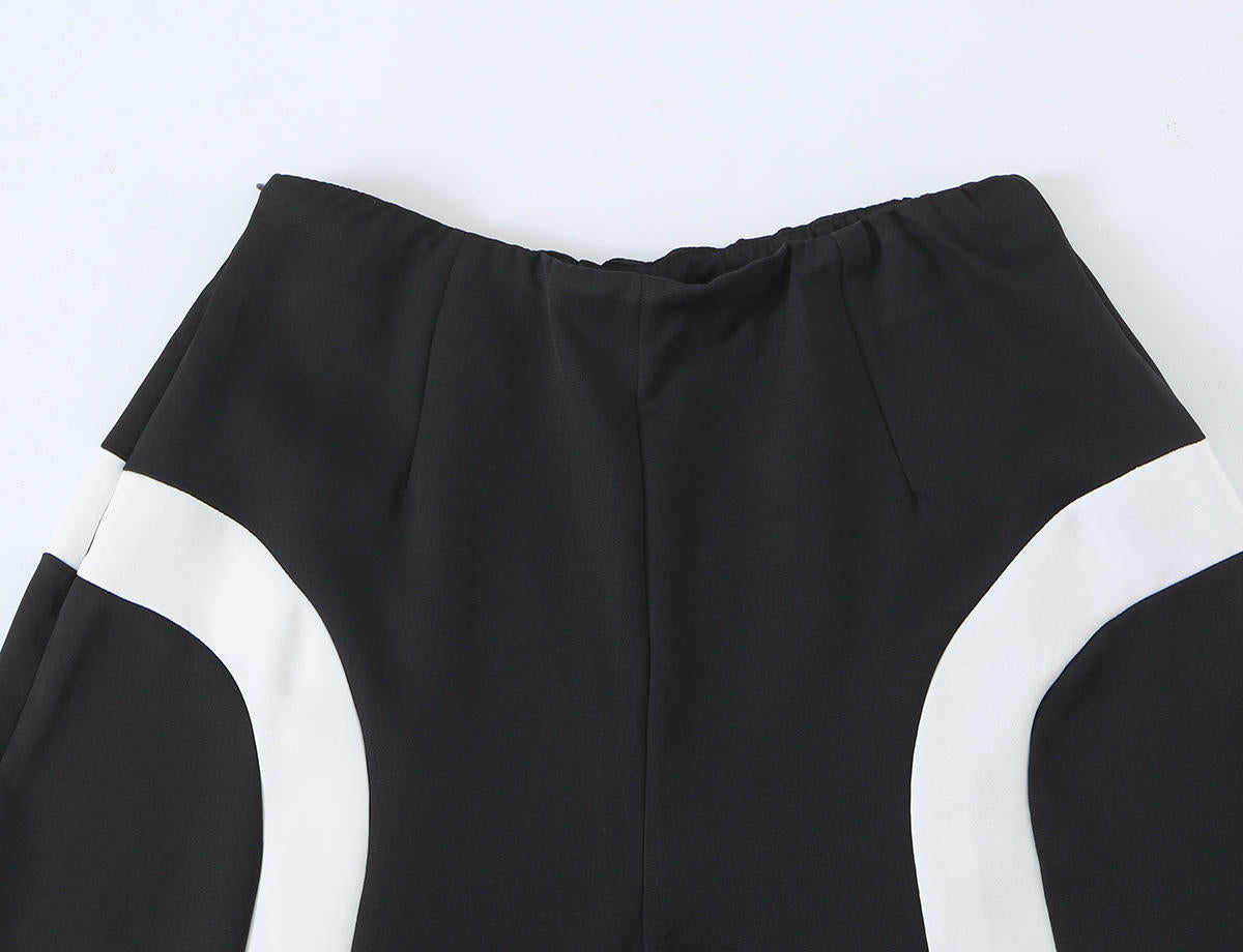 Off-Duty Chic Color-Block Cropped Jacket & Wide-Leg Pants Set