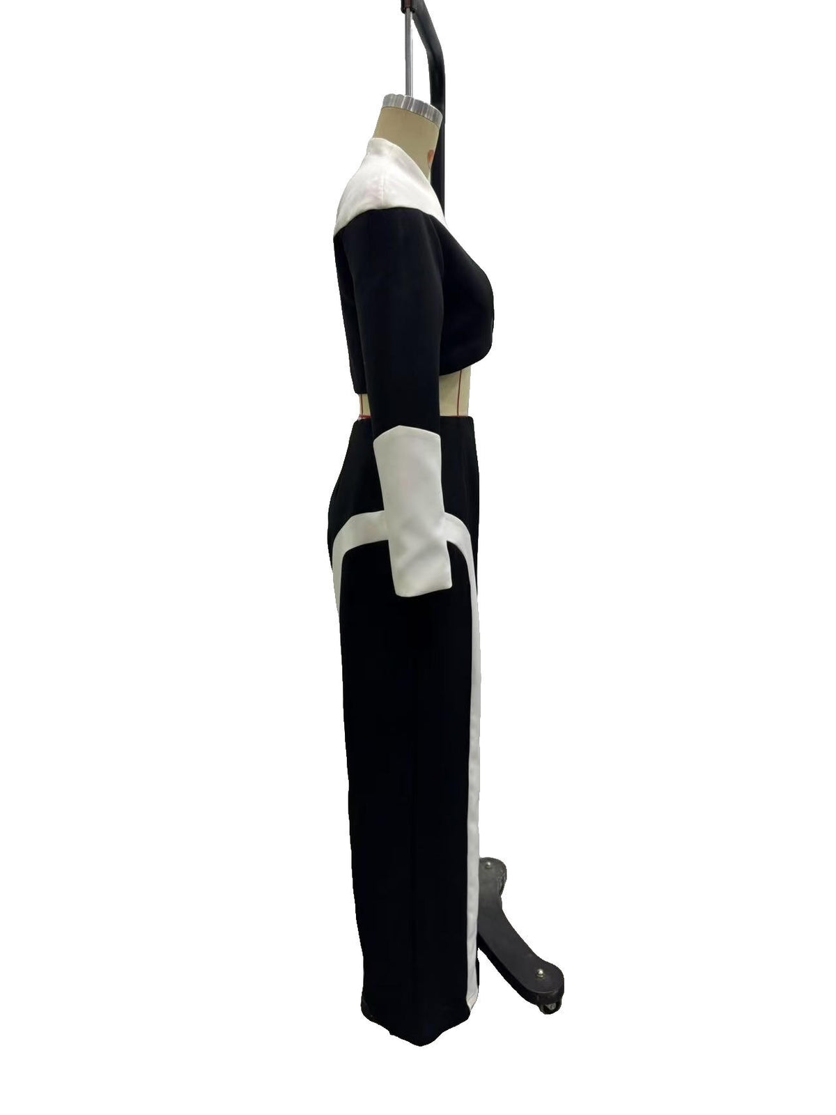 Off-Duty Chic Color-Block Cropped Jacket & Wide-Leg Pants Set