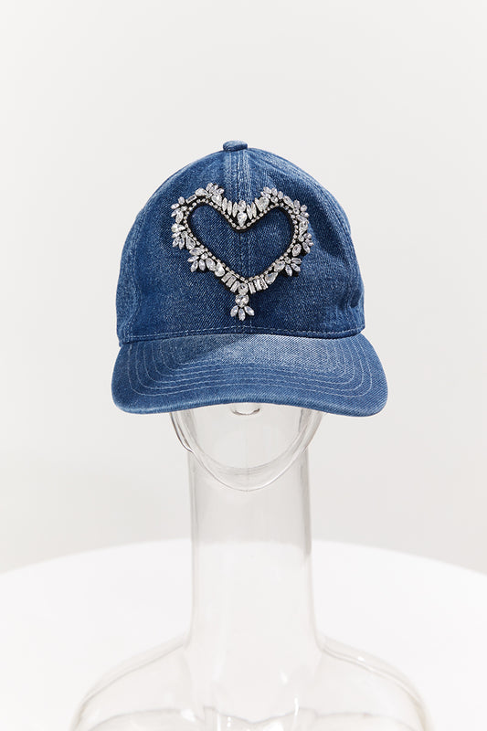 Rhinestone Heart Denim Baseball Cap image 3