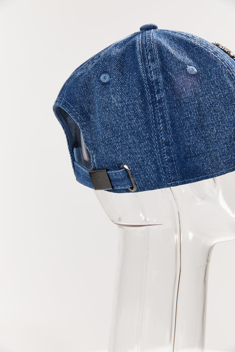 Rhinestone Heart Denim Baseball Cap