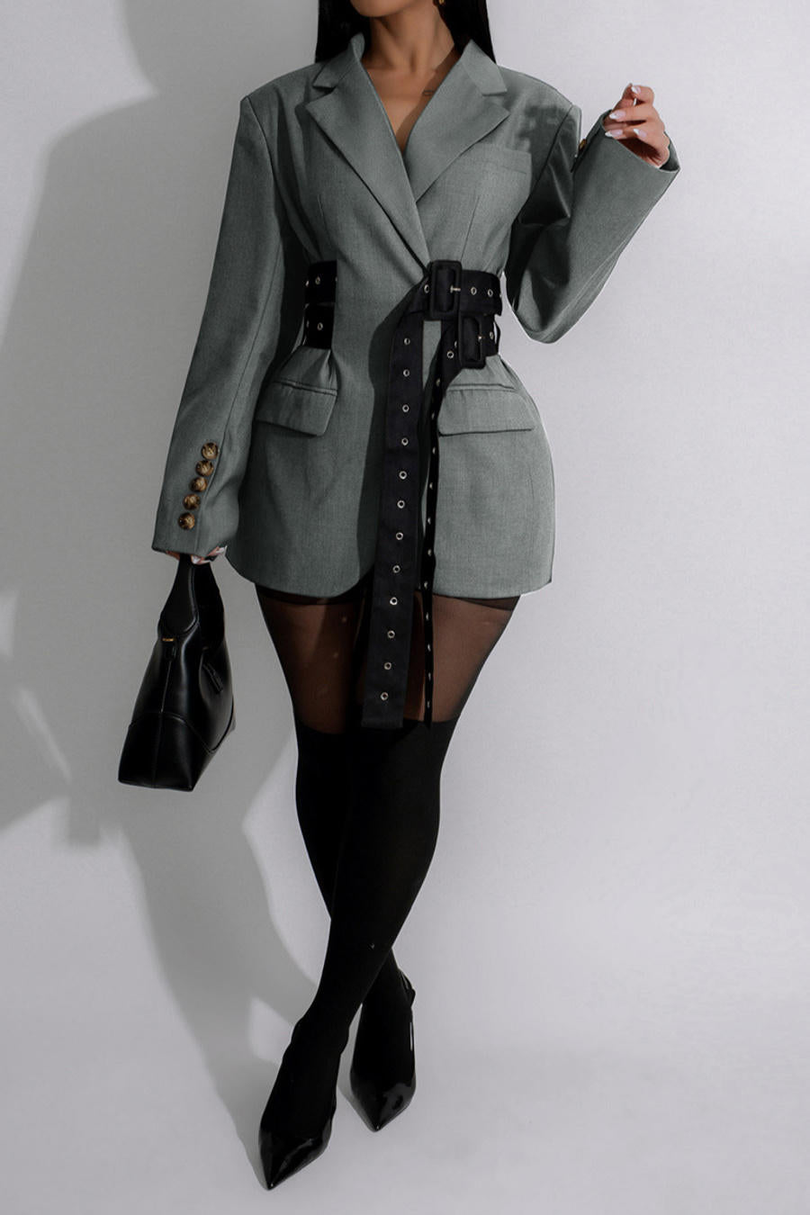 Double Waist Belted Blazer