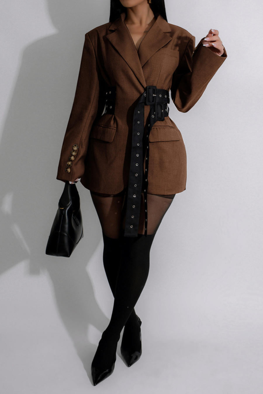 Double Waist Belted Blazer