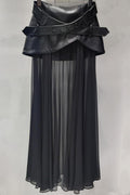 After Dark Belted Faux Leather & Mesh Midi Skirt