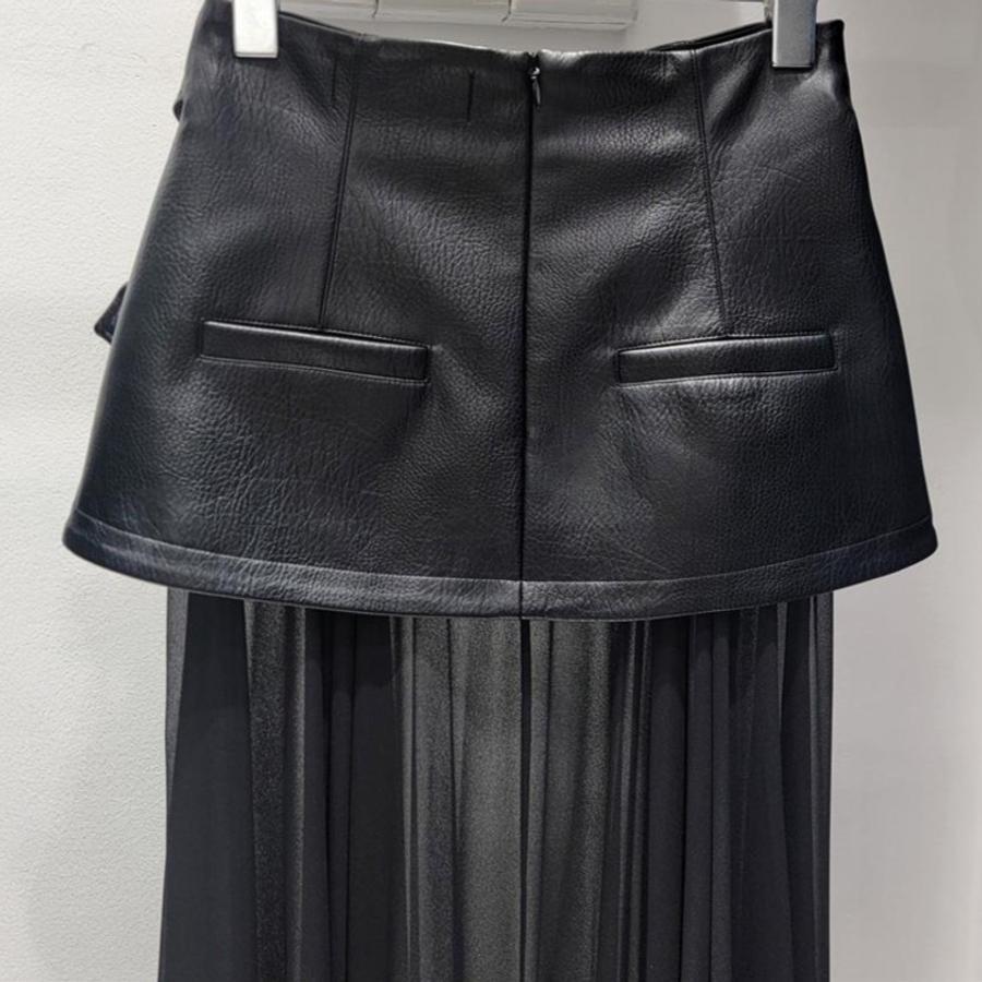 After Dark Belted Faux Leather & Mesh Midi Skirt