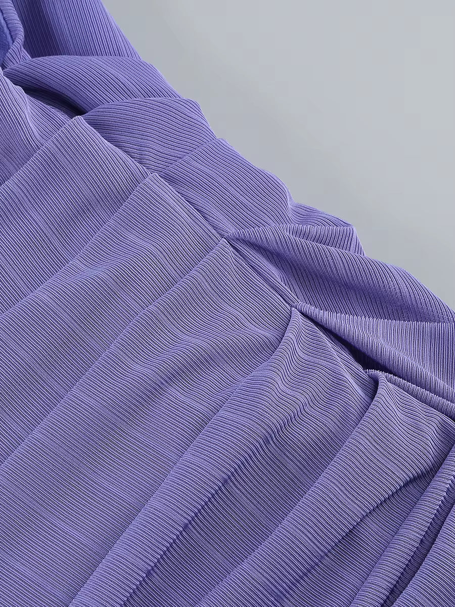 Lavender Beaded Hollow-Out Asymmetrical Mini Dress