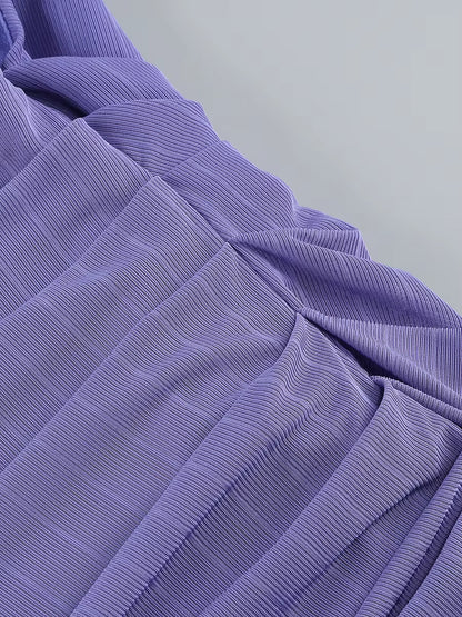 Lavender Beaded Hollow-Out Asymmetrical Mini Dress