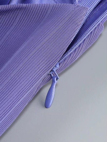Lavender Beaded Hollow-Out Asymmetrical Mini Dress