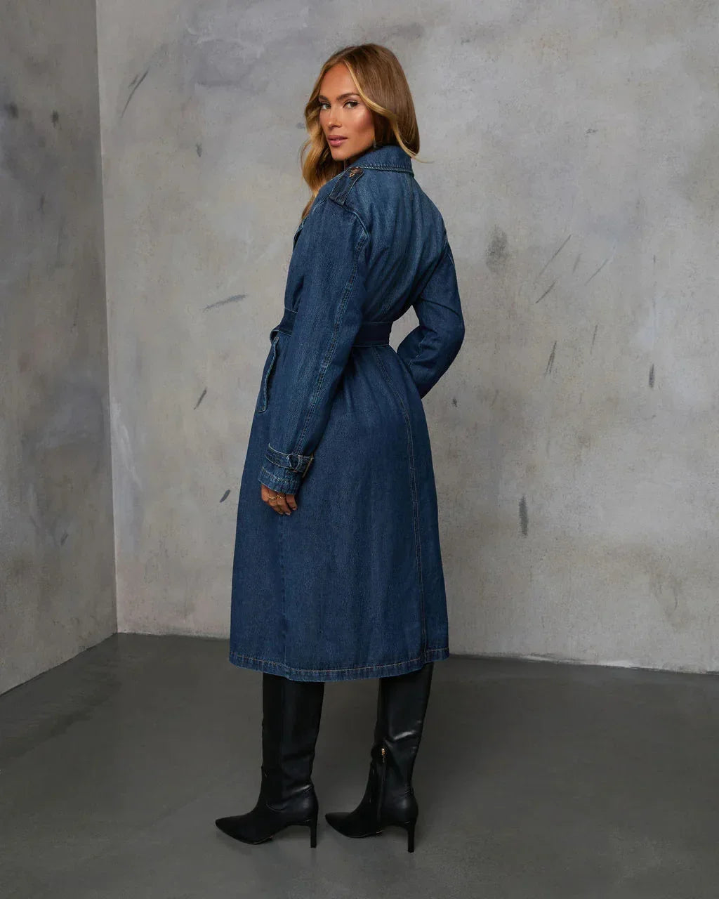 Women’s Mid-Length Denim Trench Coat