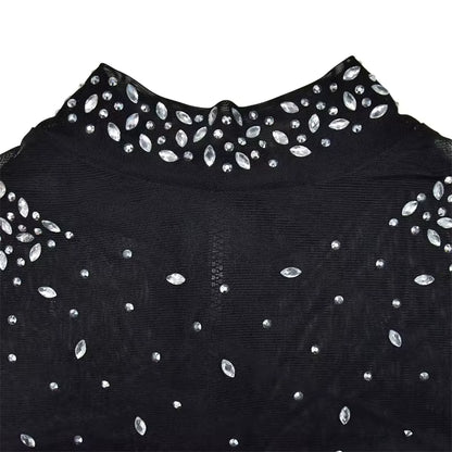 Photo Op Sheer Rhinestone Crop Top and Pants Set
