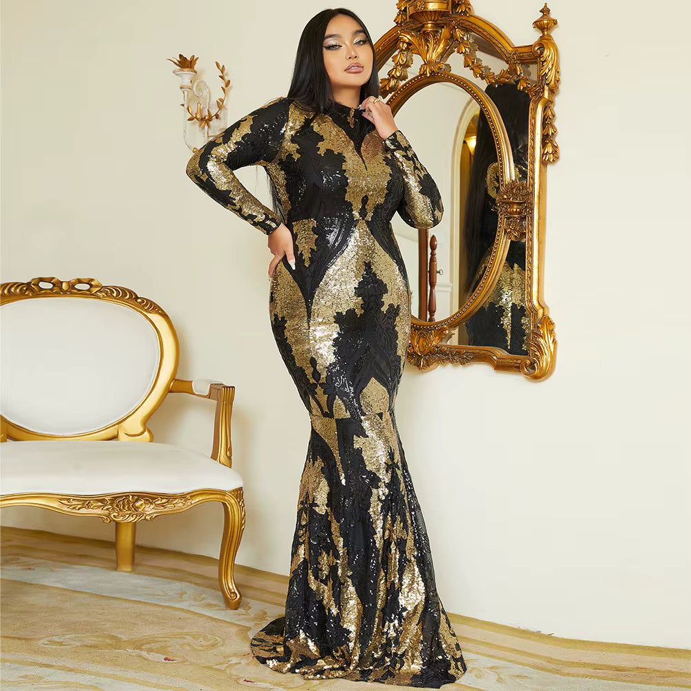 Drama Queen Black and Gold Sequin Bodycon Dress