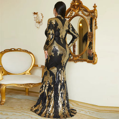 Drama Queen Black and Gold Sequin Bodycon Dress