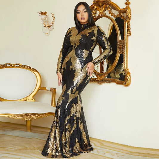 Drama Queen Black and Gold Sequin Bodycon Dress image 3
