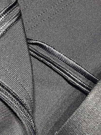 Close-up of fabric on rhinestone bust feather hem midi dress