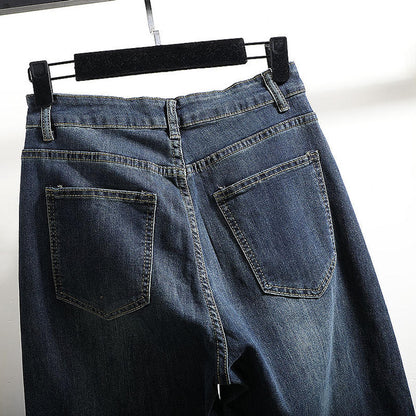 Rhinestone Hollow High Waist Jeans