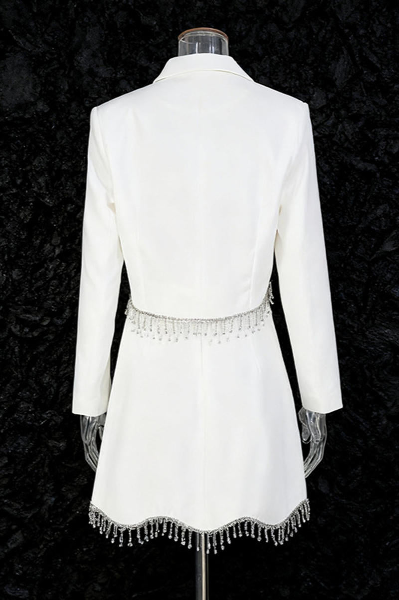 Crystal Fringe Blazer & Mini Skirt Two-Piece Set