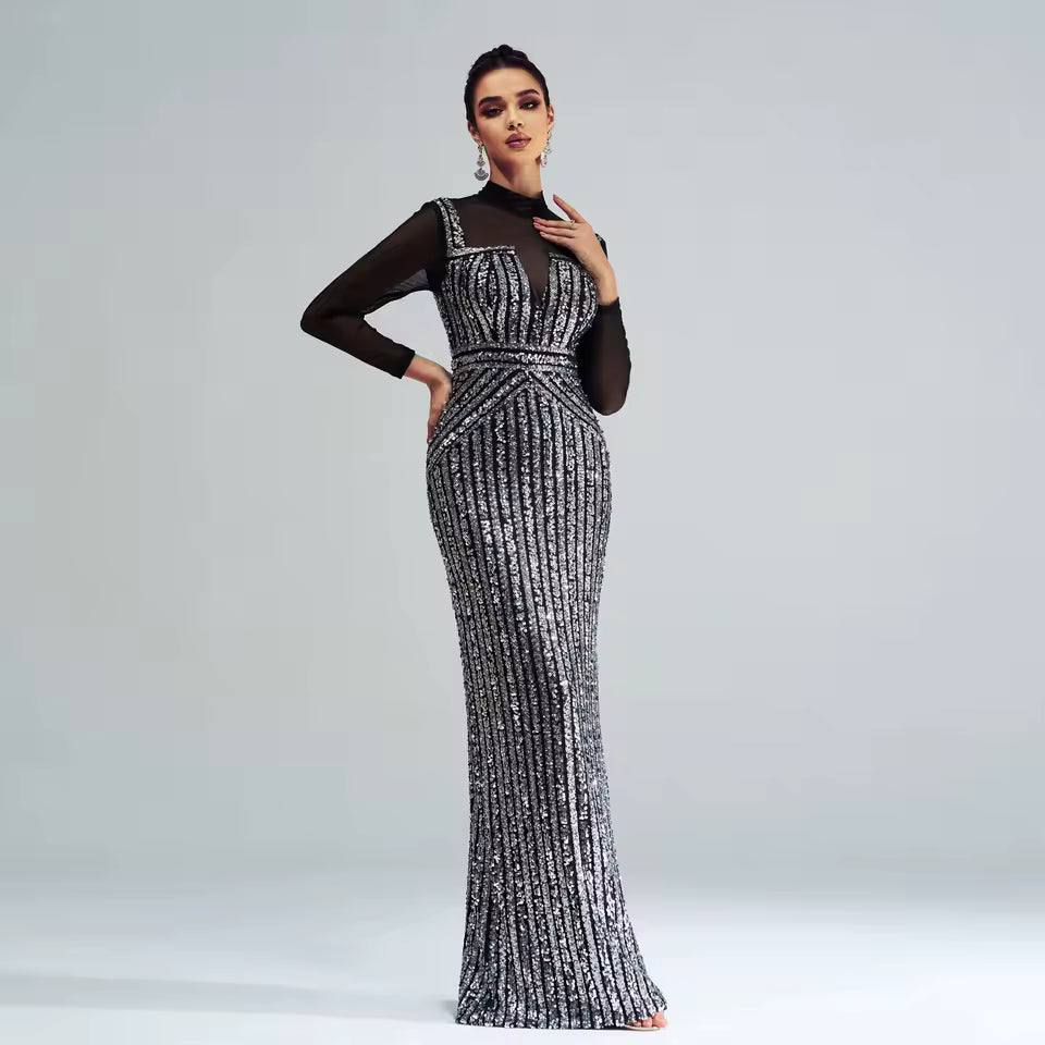 Sheer Elegance Flowing Maxi Dress