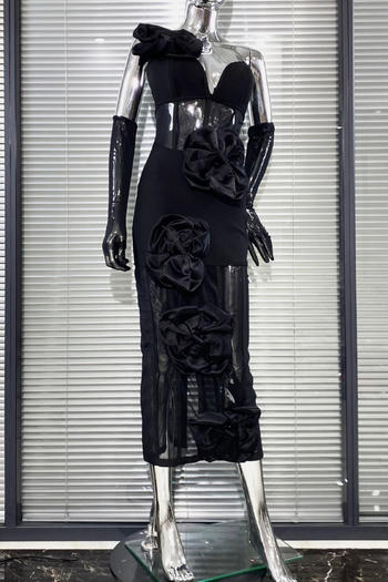 Spotlight Siren Sheer Bow Midi Dress with Gloves image 3