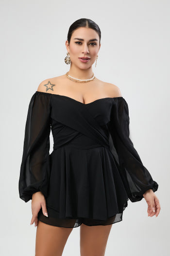 Plus Size Chiffon V Neck Playsuit