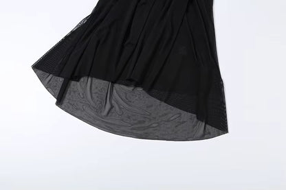 Ice Queen Rhinestone Strap Sheer Maxi Dress