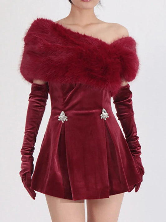 Fuzzy Off Shoulder Mini Dress image 3