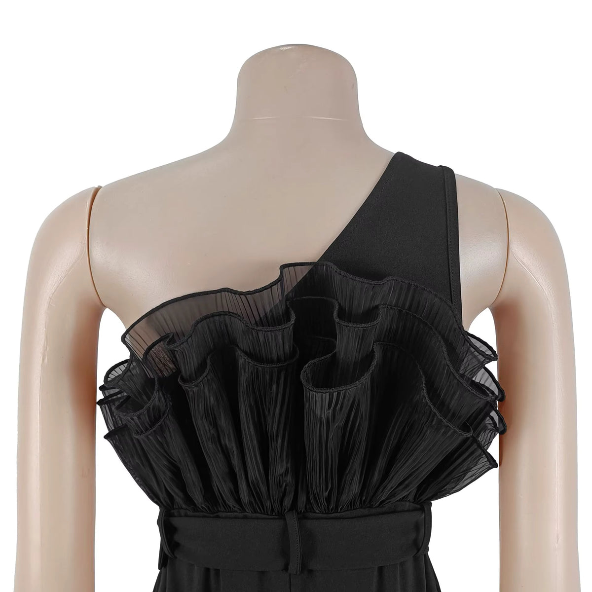 One-Shoulder Ruffled Wide-Leg Jumpsuit