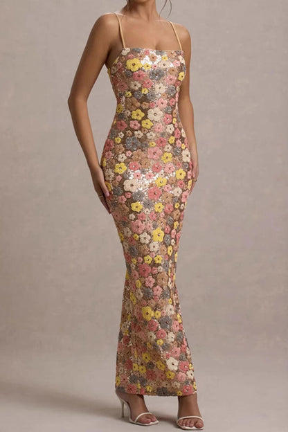Pastel Floral Sequin Dress – Light & Sparkling Midi