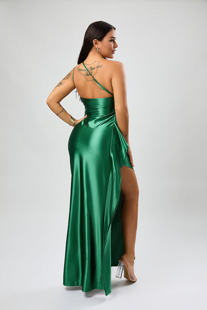 Satin Siren One-Shoulder Maxi Dress