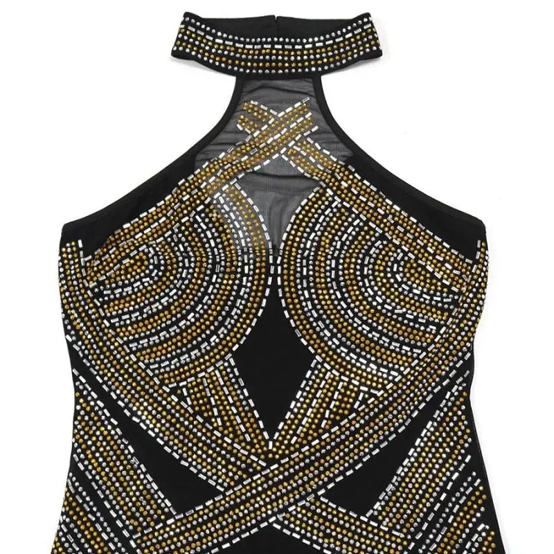 Hollywood Rhinestone Beaded Floor Length Dress (S-2XL)