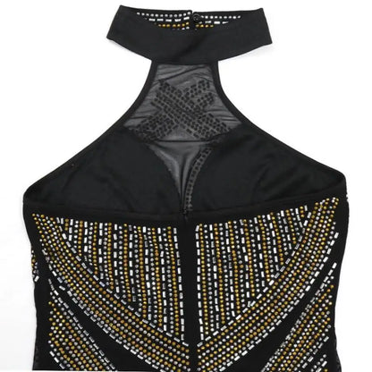 Hollywood Rhinestone Beaded Floor Length Dress (S-2XL)
