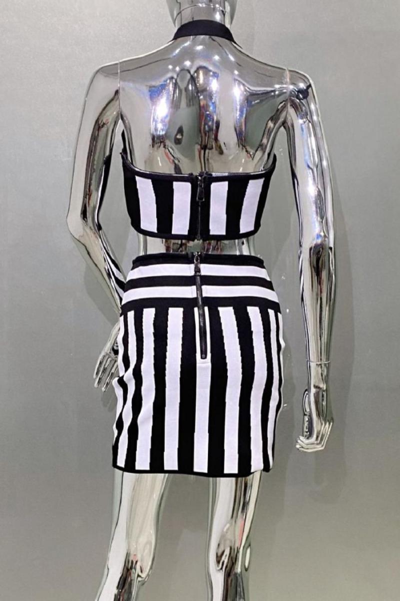 Optical Illusion Two-Piece Mini Skirt Set