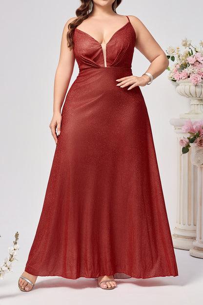 Plus Size Sheer Temptation Mesh Detail Maxi Dress
