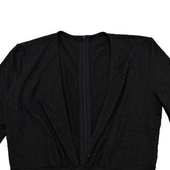 Scarf Collar Deep V-Neck Rhinestone Jumpsuit