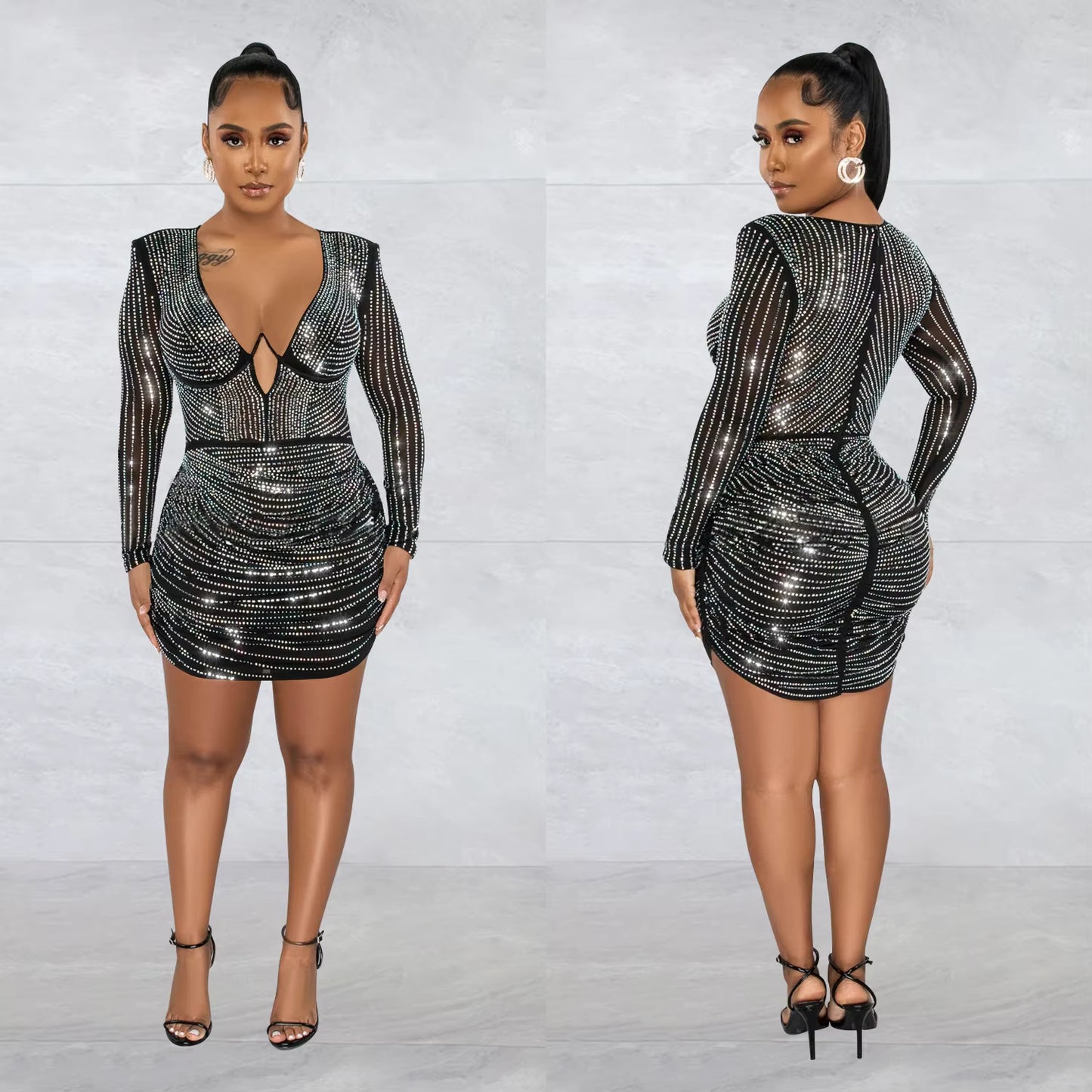 Sparkly Rhinestone Mini Dress