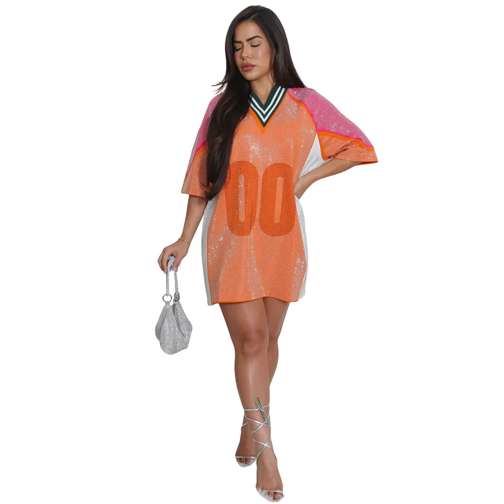 Sequin Football Jersey Mini Dress