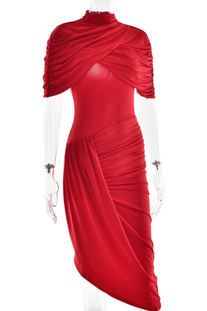 Scarlet Siren Draped Midi Dress Set
